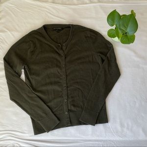 Crewneck Button-Front Cardigan Sweater